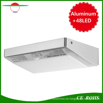 2017 Aluminio 48LED luz de jardín de seguridad solar Luz solar al aire libre 760 lúmenes PIR sensor de movimiento impermeable luces de pared solar